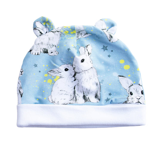 Blue Bunnies Organic Baby Hat (with Ears)