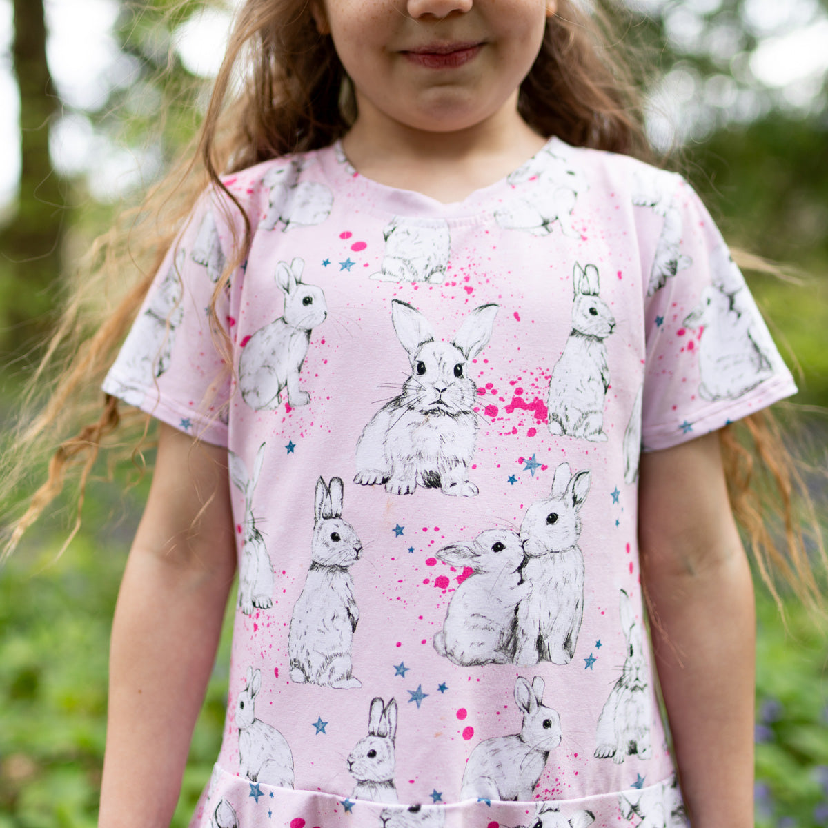 Pink Bunnies Organic Full Circle Dress | Irish Made | My Mini Munch -  MyMiniMunch, image size:1200x1200