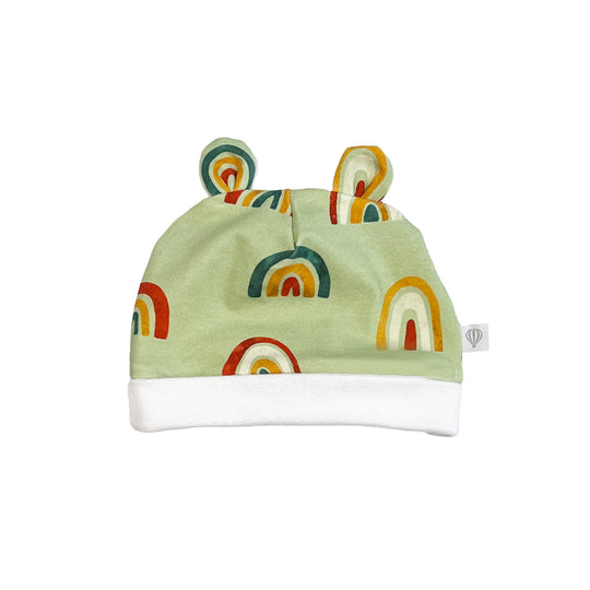 Green Rainbow Organic Baby Hat (with Ears)