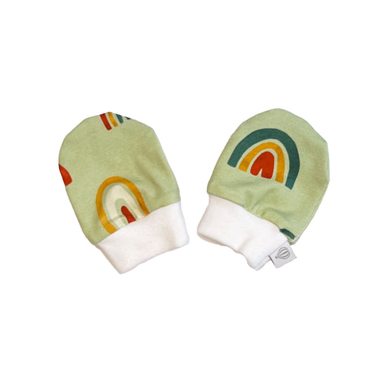 Green Rainbow Baby Mittens