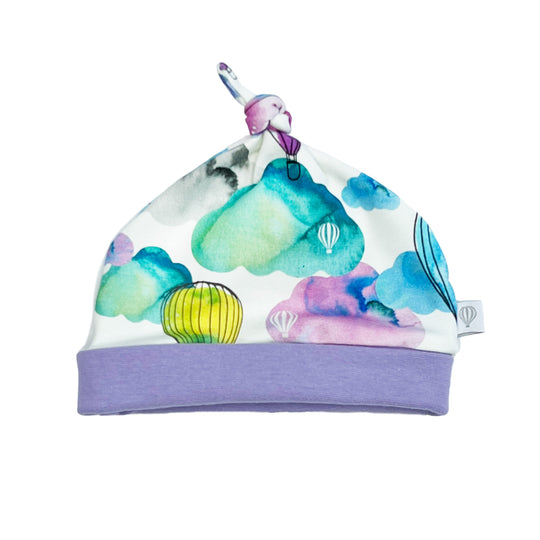 Hot Air Balloons Organic Hat (Knotted) Purple
