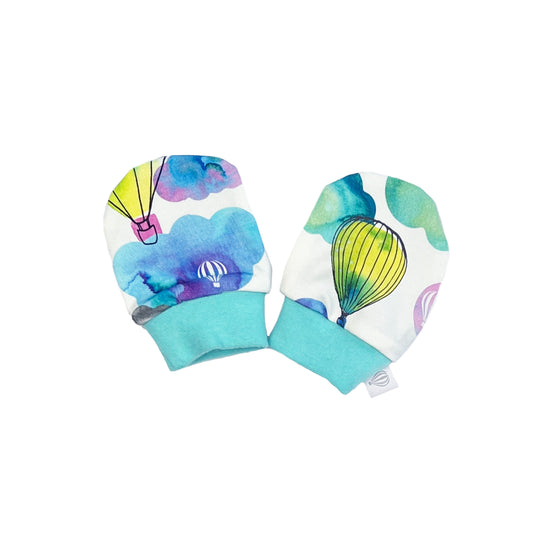 Hot Air Balloon Baby Mittens Aqua