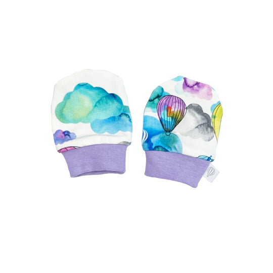 Hot Air Balloon Baby Mittens Purple