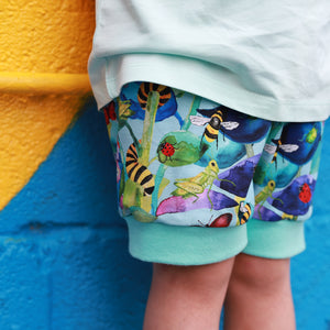 Mini Beasts Organic Shorts (Aqua)