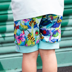 Mini Beasts Organic Shorts (Aqua)