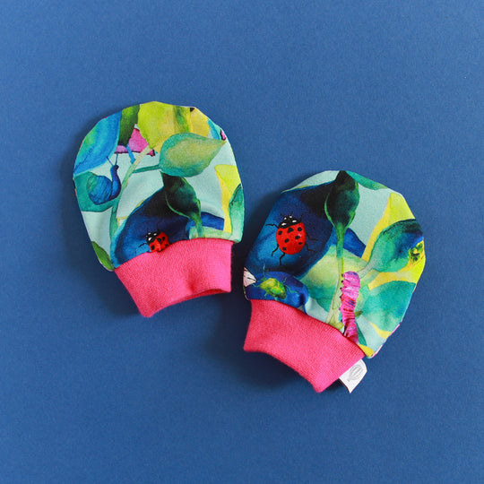 Mini Beasts Baby Mittens Pink