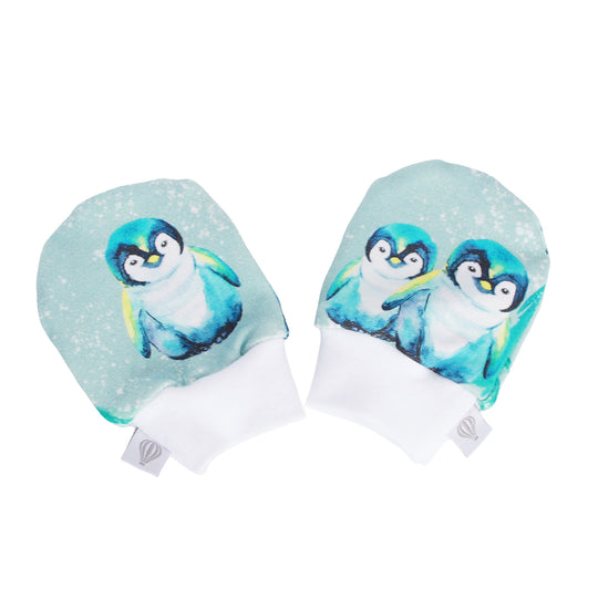 Penguin Baby Mittens (White Cuff)