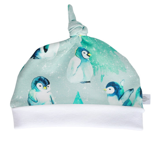 Penguins Baby Knot Hat (White Band)