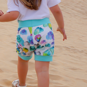 Hot Air Balloon Organic Shorts (Aqua)