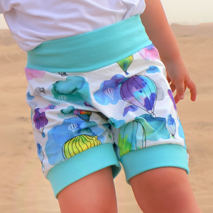Hot Air Balloon Organic Shorts (Aqua)