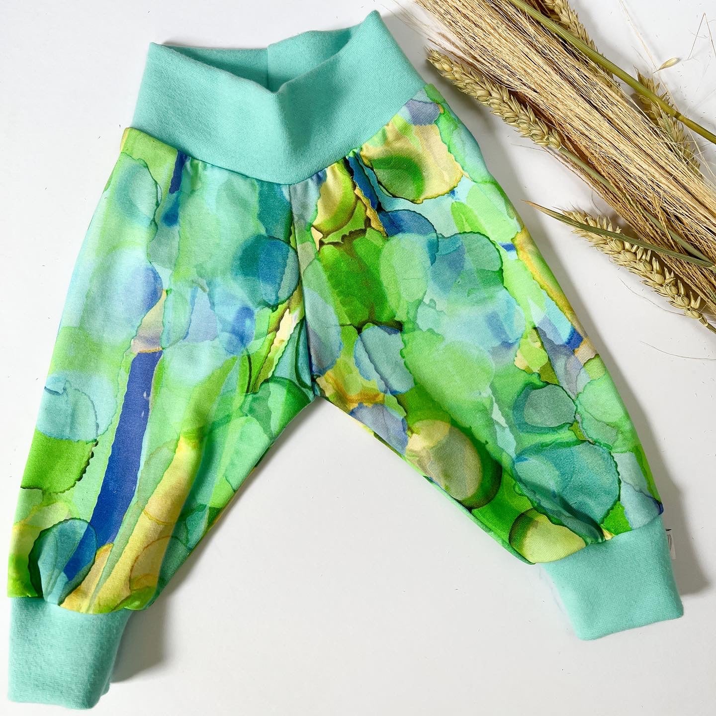 Watercolour (Aqua & Green) Organic Leggings