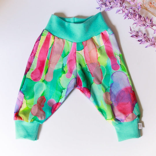 Watercolour (Pink & Aqua) Organic Leggings