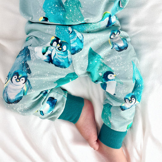 Penguin Organic Baby & Toddler Leggings (Teal Cuff)