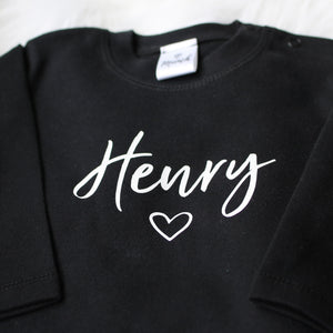 Personalised Name - White on Black - Heart
