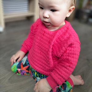 Bright Pink Bubble Knit Organic Cotton Sweater