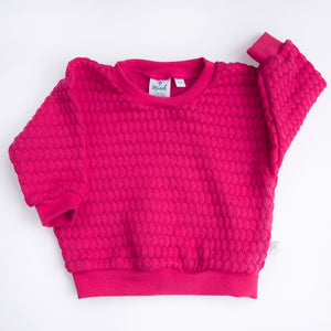 Bright Pink Bubble Knit Organic Cotton Sweater