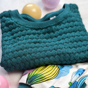 Sea Green Bubble Knit Organic Cotton Sweater