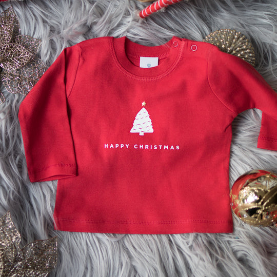 Happy Christmas - White on Red