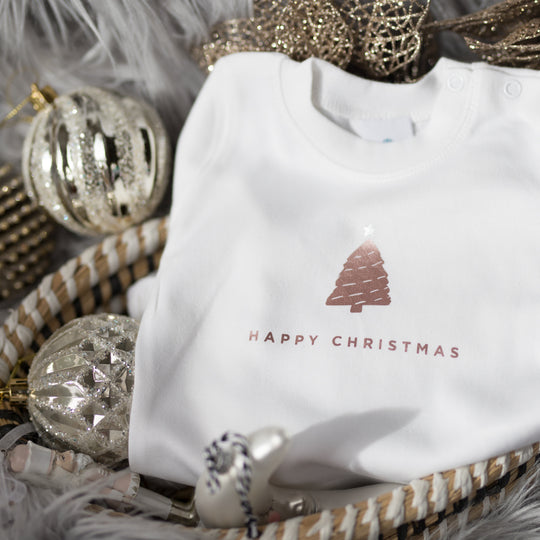 Happy Christmas - Rose gold on White