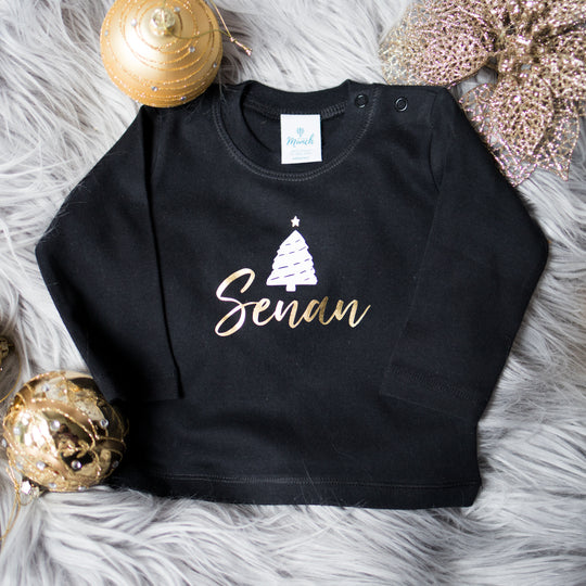 Personalised Christmas Tree - White on Black