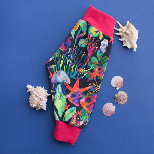 Seascape Organic Leggings (Pink Cuff)
