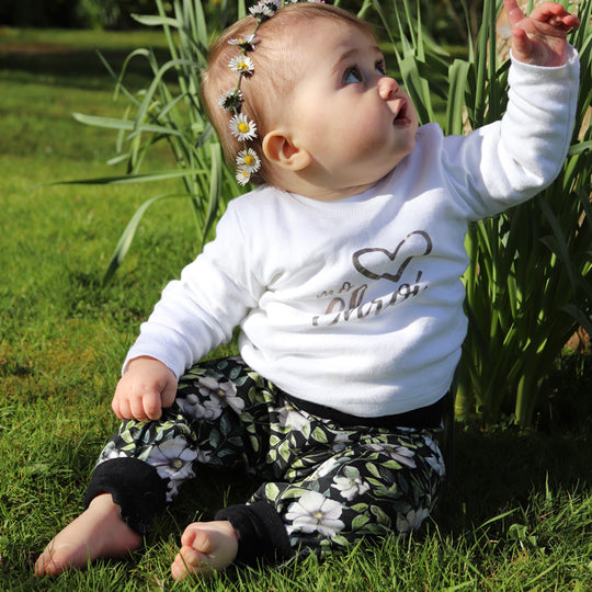 Black Floral Organic Baby Leggings