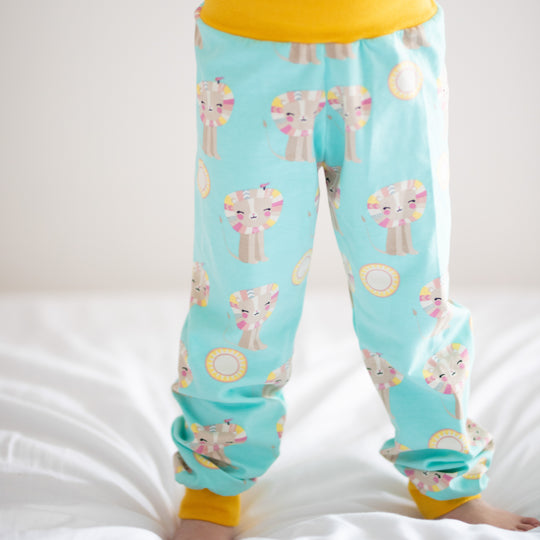 Happy Lions Organic Leggings (Yellow Cuff)