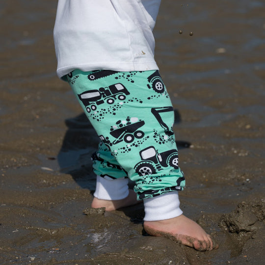 Mint Tractors & Diggers Organic Leggings