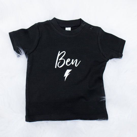 Personalised Name - White on Black - Lightning